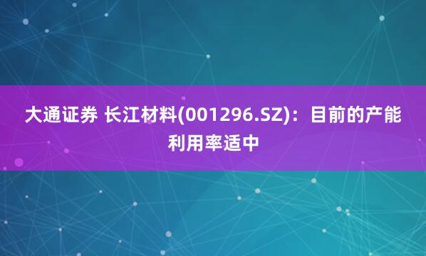 大通证券 长江材料(001296.SZ)：目前的产能利用率适中